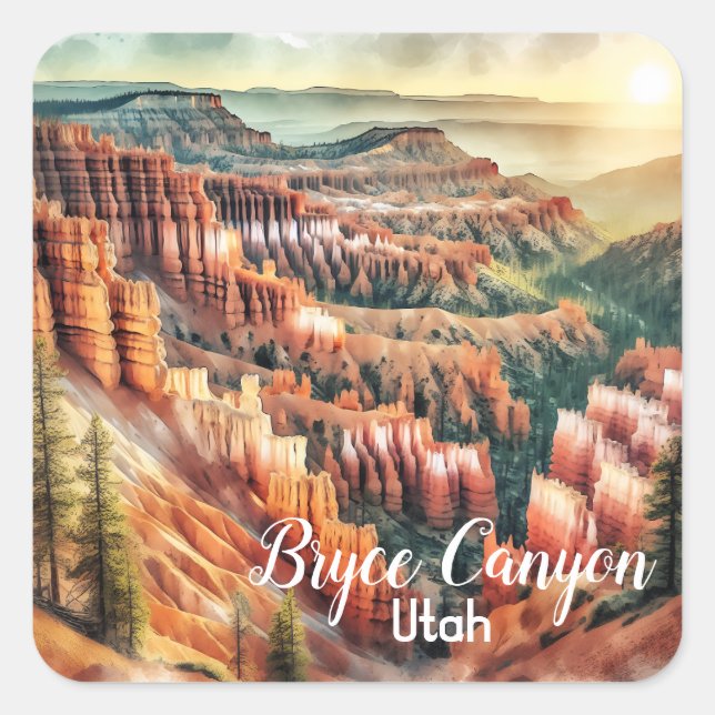 Bryce Canyon, Utah Nationalpark Quadratischer Aufkleber (Vorderseite)