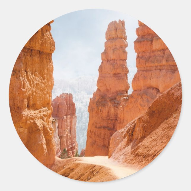 Bryce Schlucht-Nationalpark-Spur Runder Aufkleber (Vorderseite)