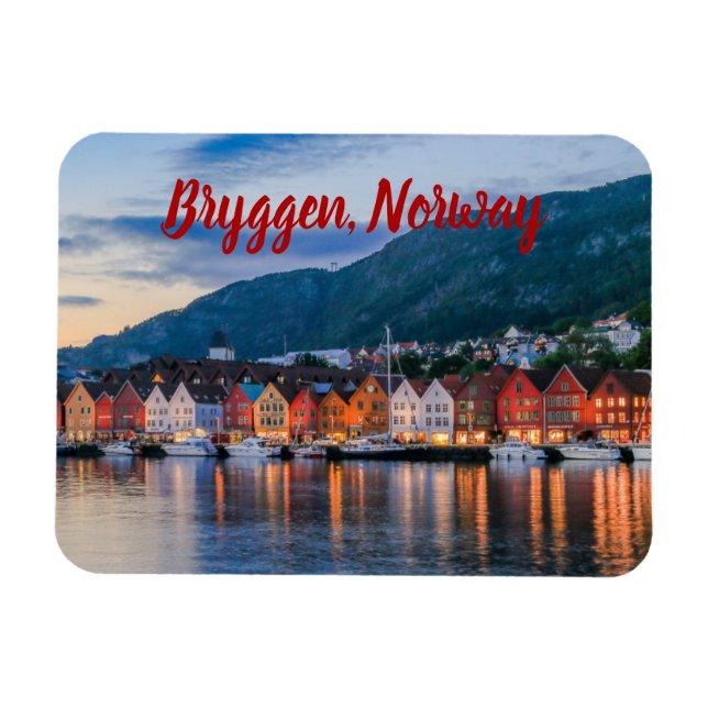 Bryggen Bergen Norway stylized Magnet (Horizontal)