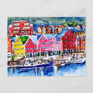 bryggen bergen postkarte