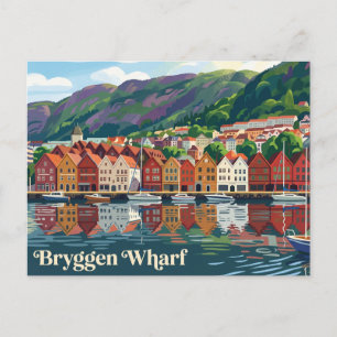 Bryggen Kai Norwegen Postkarte