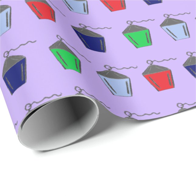 Bryn Mawr Lanterns Lila Lilac Wrapping Paper Geschenkpapier (Rolleneckpunkt)