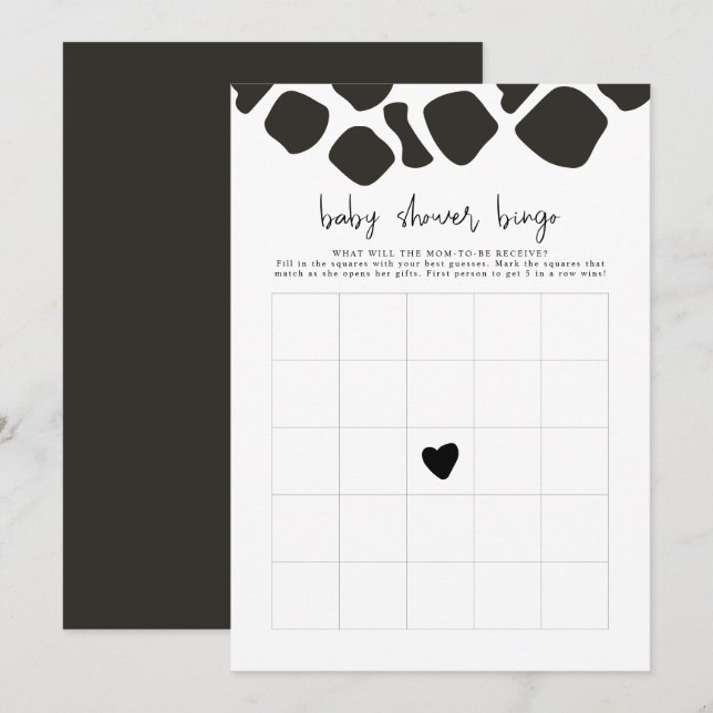 BRYNDLE Modern Cow Print Baby Shooting Bingo Game Einladung (Vorne/Hinten)