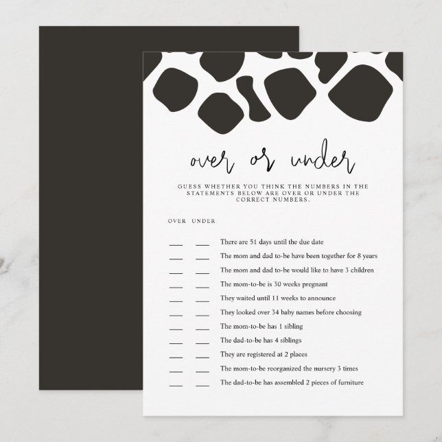 BRYNDLE Vache Imprimez sous Baby shower Carte de j (Devant / Derrière)