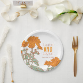 Brysanthemumorange-Blume Hochzeitssänger Teller