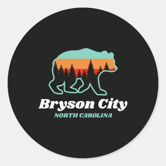 Bryson City North Carolina Bear Mountains Country  Runder Aufkleber (Vorderseite)