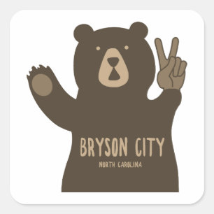 Bryson City North Carolina Friedensbär Quadratischer Aufkleber