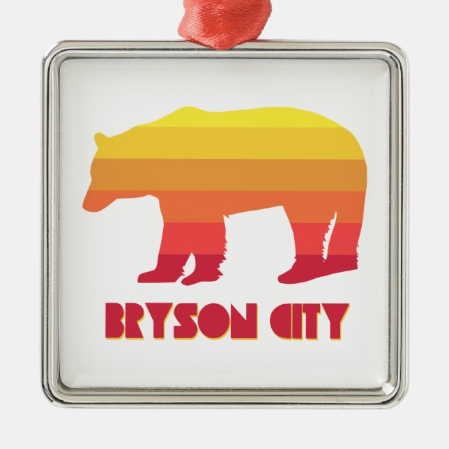 Bryson City North Carolina Rainbow Bear Ornament Aus Metall (Vorne)