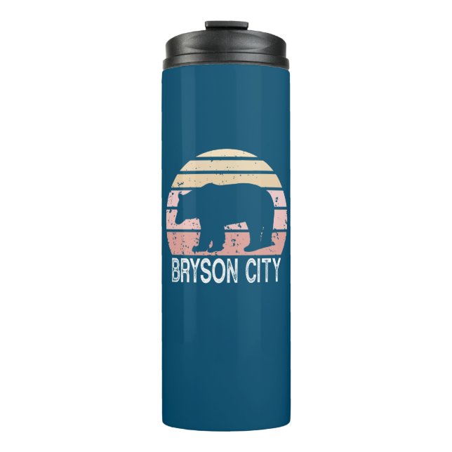 Bryson City North Carolina Retro Bear Thermosbecher (Vorderseite)