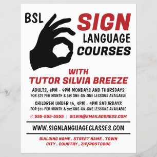 BSL, Okay Gesture, Sprachkurswerbung Flyer