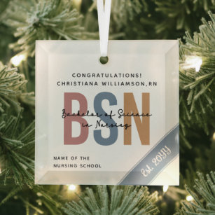 BSN Bachelor of Science in Nursing RN Abschluss Ornament Aus Glas