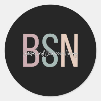 Bsn Boho Bachelor of Science in Nursing Runder Aufkleber