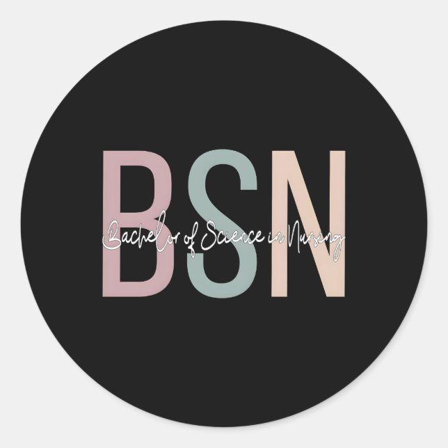 Bsn Boho Bachelor of Science in Nursing Runder Aufkleber (Vorderseite)
