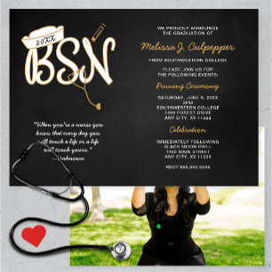 BSN Foto Abschluss Pinning Party, schwarzes Gold Einladung