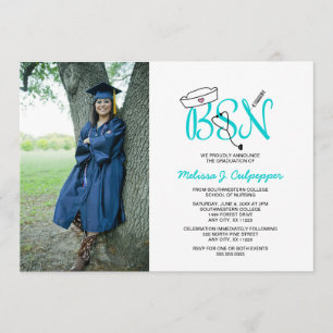 BSN Nurse Foto Abschluss Pinning Party / aquamarin Einladung
