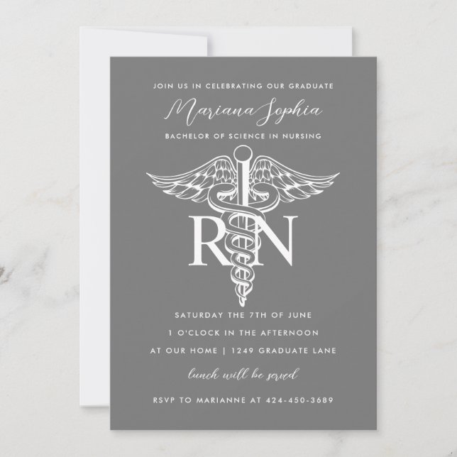 BSN RN Nurse Graduation Faire-part Couleur personn (Devant)