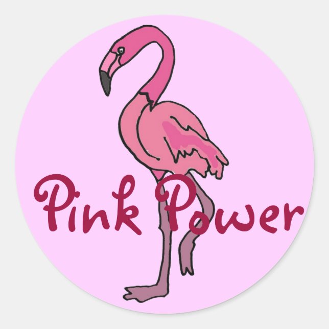 BT, rosa Power-Flamingo Sickers Runder Aufkleber (Vorderseite)