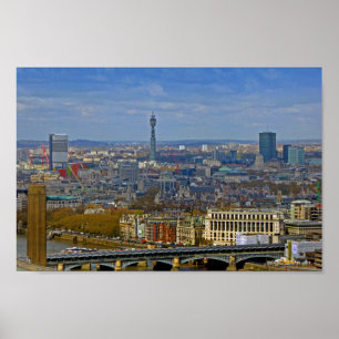 BT Tower London Skyline Cityscape England Poster