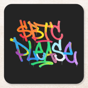 "$BTC Bitte" (Stil 2) Rechteckiger Pappuntersetzer