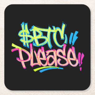 "$BTC Bitte" (Stil 3) Rechteckiger Pappuntersetzer