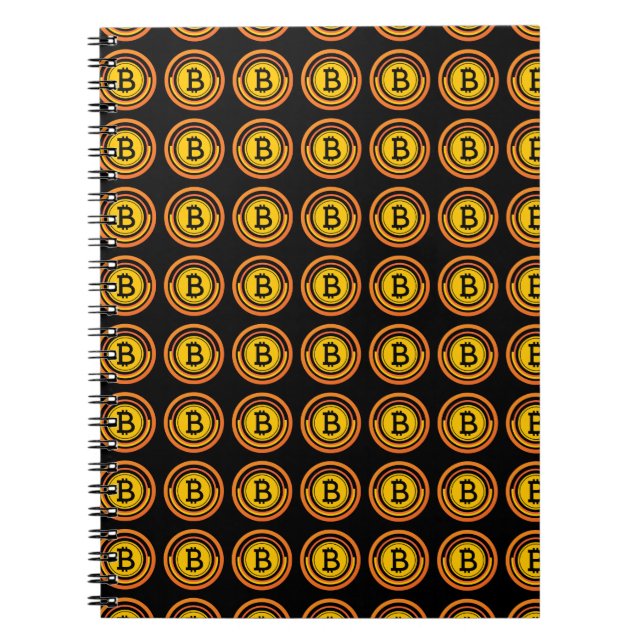 BTC-Icon-Muster mit Schwarz Notizblock (Vorderseite)