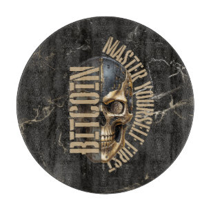 BTC-Motivation Totenkopf Goldmarmor Schneidebrett