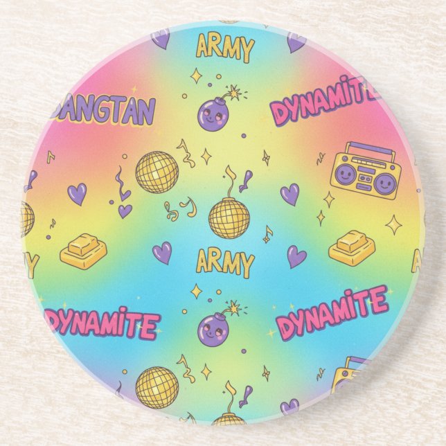 BTS Dynamite Disco Party Seamless Pattern Getränkeuntersetzer (Vorne)