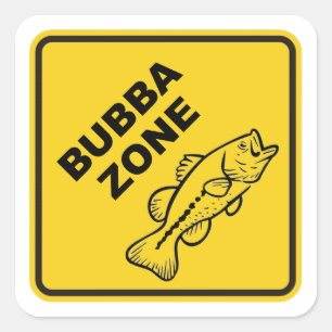 Bubba Zone Bass Fischen Quadratischer Aufkleber