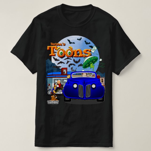 Bubbas Cartoon Frisierte Auto T-Shirt (Design vorne)