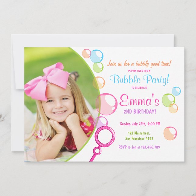 Bubble Anniversaire Invitation Fête POP Anniversai (Devant)