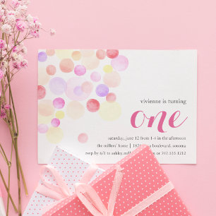 Bubble   Aquarelle Invitation pour le premier anni