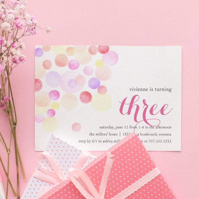 Bubble | Aquarelle Troisième Invitation Anniversai (Créateur téléchargé)