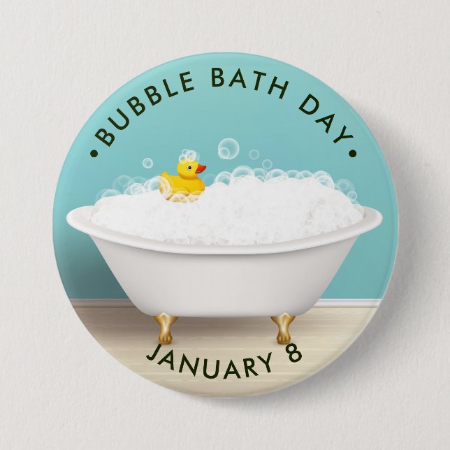 Bubble-Bath-Tag, Badewanne mit Klaue, Gummiklemme Button (Vorderseite)