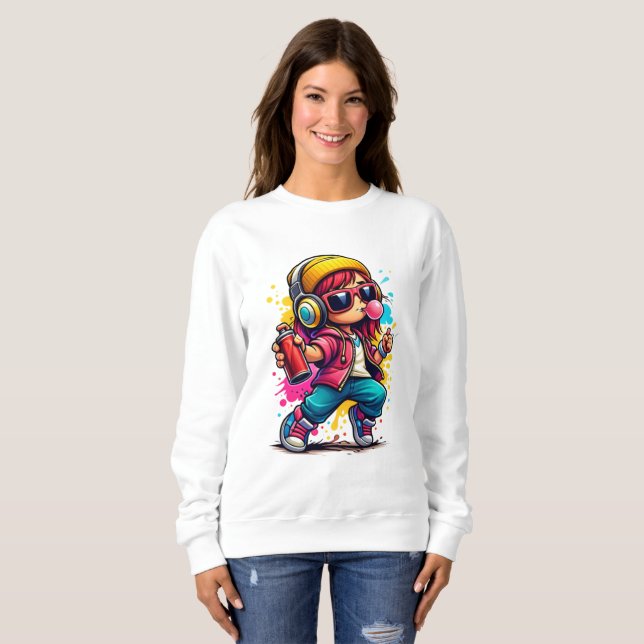 Bubble Beat Straßenmädchen Sweatshirt (Vorne ganz)