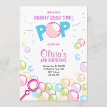 Bubble Birthday Party Einladung POP Birthday Girl