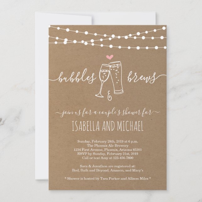 Bubble & Brews Couple's Shower Invitation (Devant)