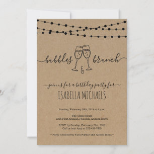 Bubble & Brunch Anniversaire Fête Invitation