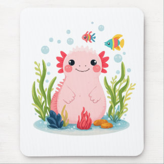 Bubble Buddy Axolotl Mousepad