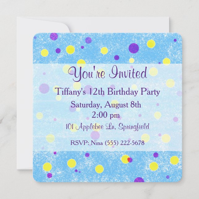 Bubble Dot Custom Geburtstag Einladung (Vorderseite)
