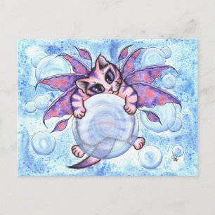 Bubble Fairy Kitten Fantasy Cat Art Postcard Postkarte
