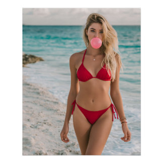 Bubble Gum Beach Babe Coastal Sommer Wandkunst Poster