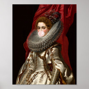 Bubble Gum Diva mit Spitzenkragen Poster