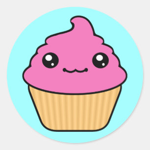 Bubble Gum Frosting Kawaii Cupcake Rund Runder Aufkleber