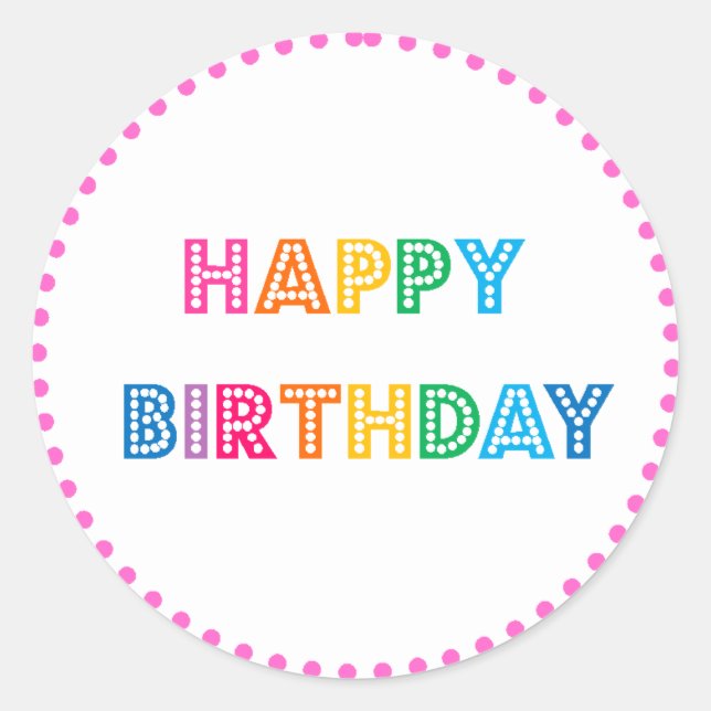 Bubble Gum Happy Birthday Party Runder Aufkleber (Vorderseite)