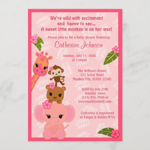 Bubble Gum Jungle Baby Shower Einladungen GIRL
