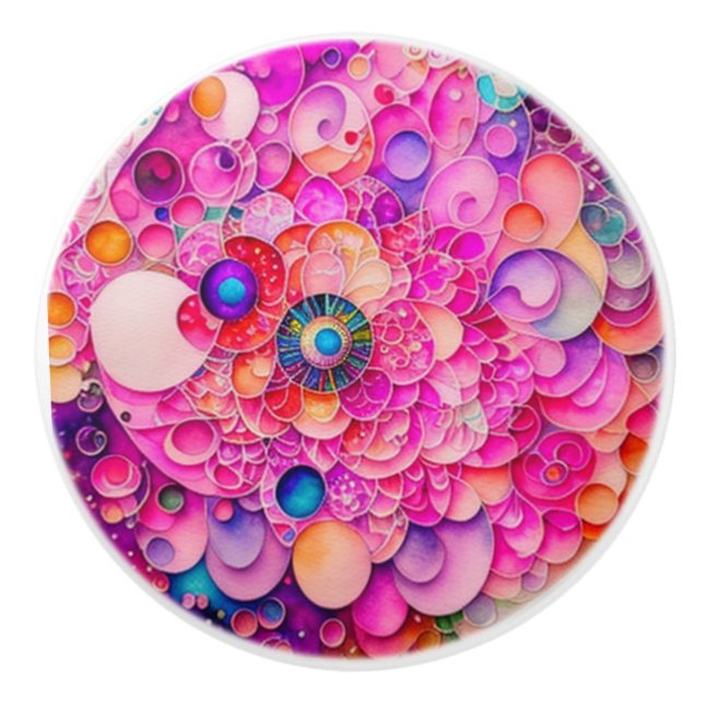 Bubble Gum Pink Medley Keramikknauf (Vorderseite)