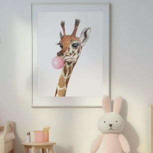 Bubble Gum Süße Giraffe Kinderzimmer Poster