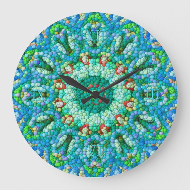 Bubble-Mosaic Clock I Große Wanduhr (Vorderseite)