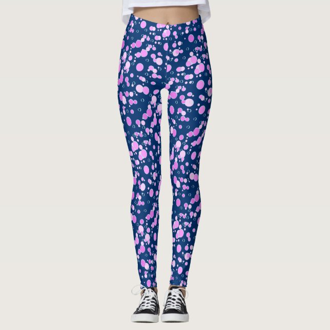 Bubble pattern C02 pink DBlue BG Leggings (Vorderseite)