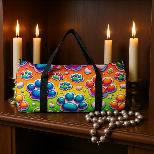 Bubble Paw Print Rainbow Travel  Duffle Bag (Von Creator hochgeladen)